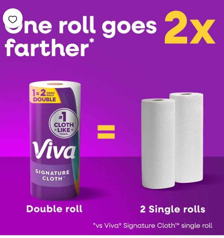 Viva Signature Cloth Paper Towels, 6 Double Rolls, 86 Sheets per Roll