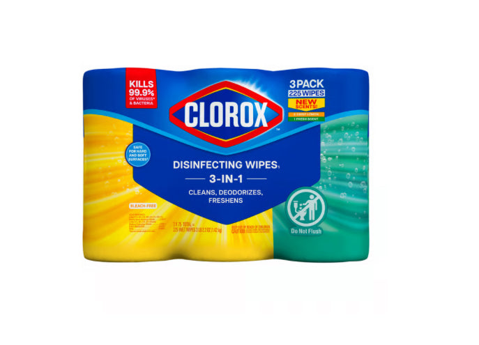 Clorox Crisp Lemon & Fresh Scent Disinfecting Wipes Value Pack (75 ct × 3 ct)