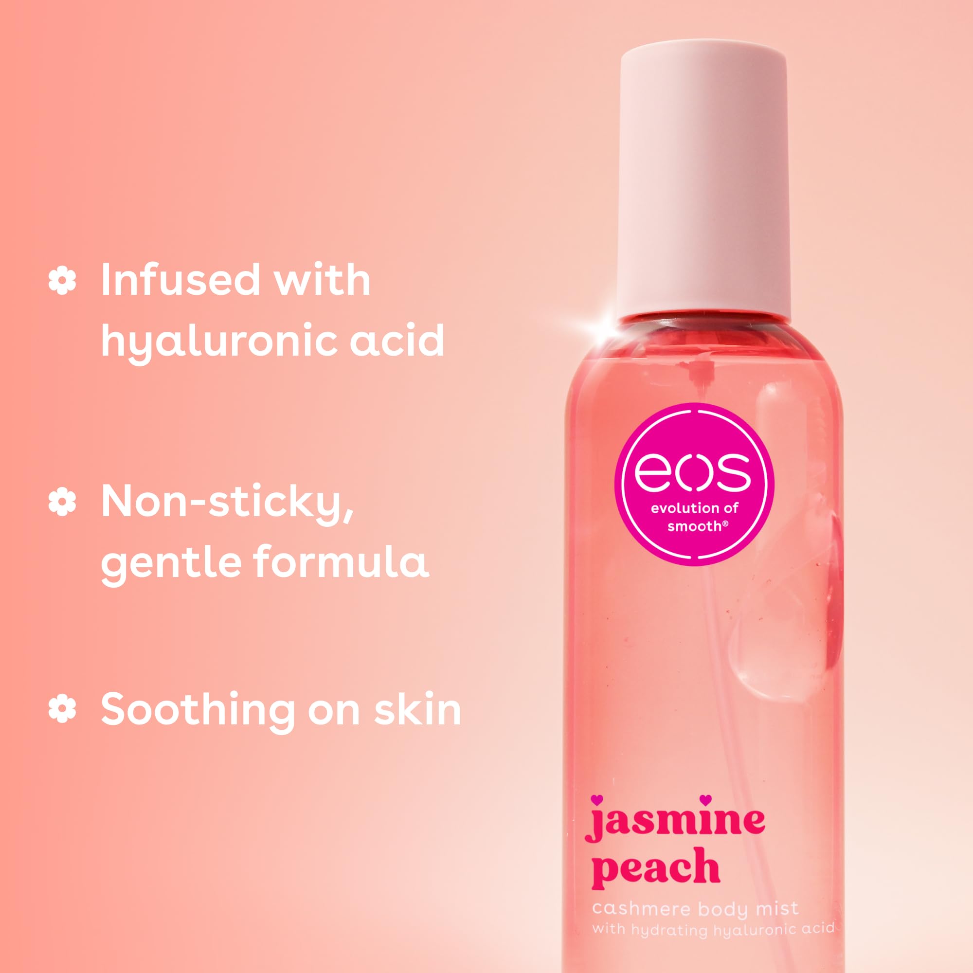 eos Cashmere Body Mist, Vanilla Cashmere, soft musk, cozy caramel, hair mist, body spray for women, moisturizing, hyaluronic acid, body spray, vegan, cruelty-free, 6 fl oz