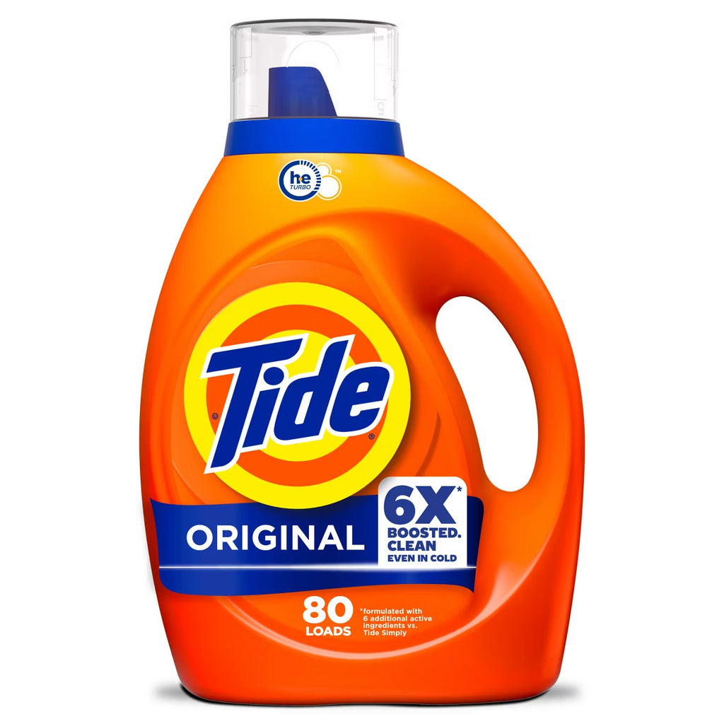 Tide Original HE Deep Cleaning Concentrated Liquid Laundry Detergent Soap 80 Loads - 100 fl oz: Cold Water Detergent, Odor Control, Paraben-Free