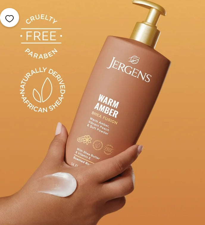 Jergens Shea Fusion Warm Amber Scented Body Lotion, Moisturizer for Dry Skin, 14 fl oz