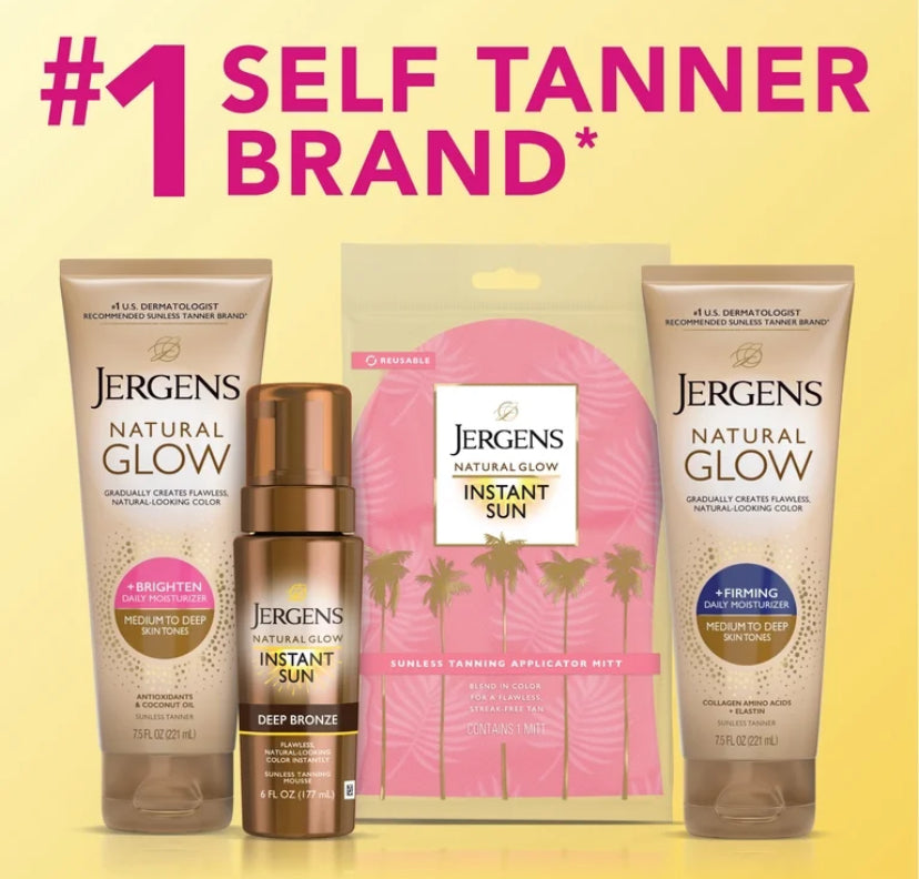 Jergens Natural Glow Firming Daily Moisturizer Medium to Tan Sunless Self Tanner Lotion, 7.5 fl oz