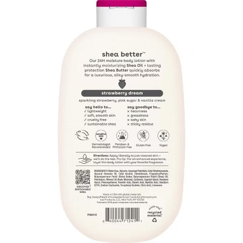 eos Shea Better 24H Moisture Body Lotion - Strawberry Dream - 16 fl oz: Whole Body, Bottle, Normal Skin