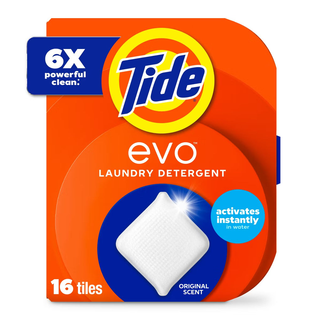 Tide Evo Original Laundry Detergent Tiles - 16ct: Box, Cold Water Detergent, Dye-Free, High Efficiency