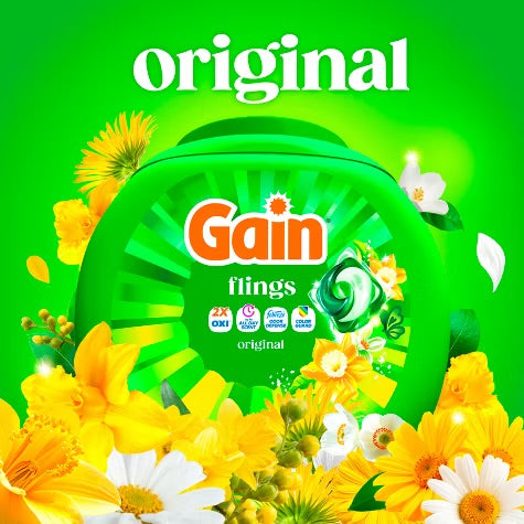 Gain flings! Original 3 in 1 Oxi & Febreze HE Concentrated Laundry Detergent Pods 60 Pacs - 40oz
