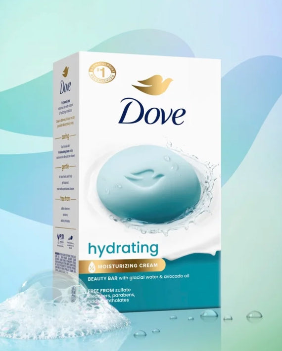 Dove Beauty Bar With Glacial Water & Avocado Oil Hydrating Cleanses & Hydrates, 3.75 oz 4 Bar