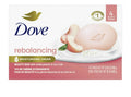 Dove Beauty Bar Women's Bath Soap Rebalancing White Peach & Rice Milk, 3.75 oz 4 Bars