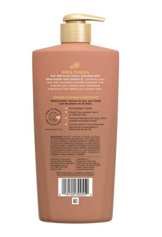 Jergens Shea Fusion Warm Amber Scented Body Lotion, Moisturizer for Dry Skin, 14 fl oz