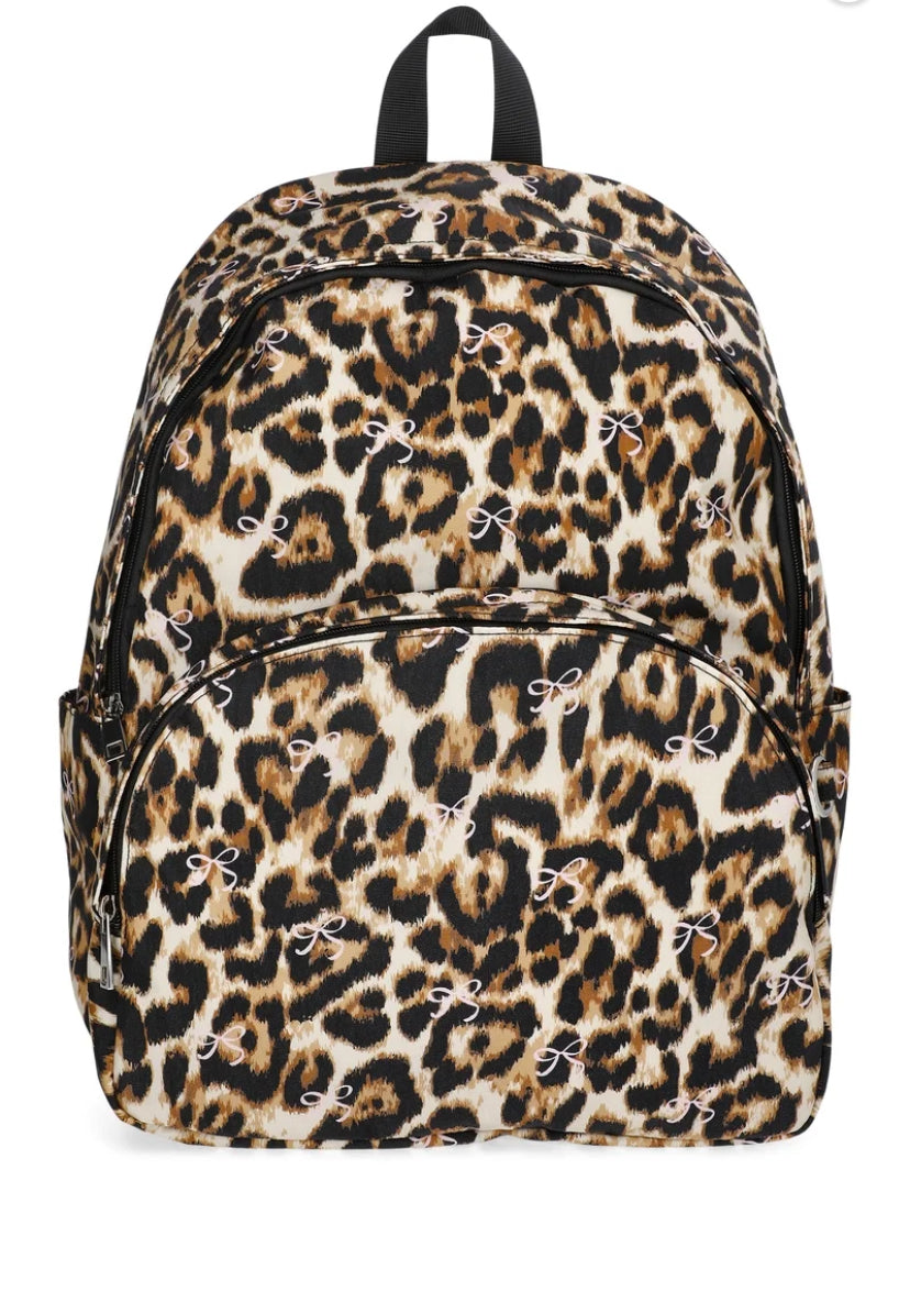 No Boundaries Women's 17" Dome Backpack, Leopard with Bows