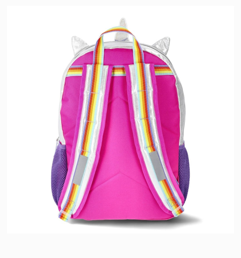 17" Girls Unicorn School Backpack & Lunch Bag, 2-piece Set, Silver & Glitter‎