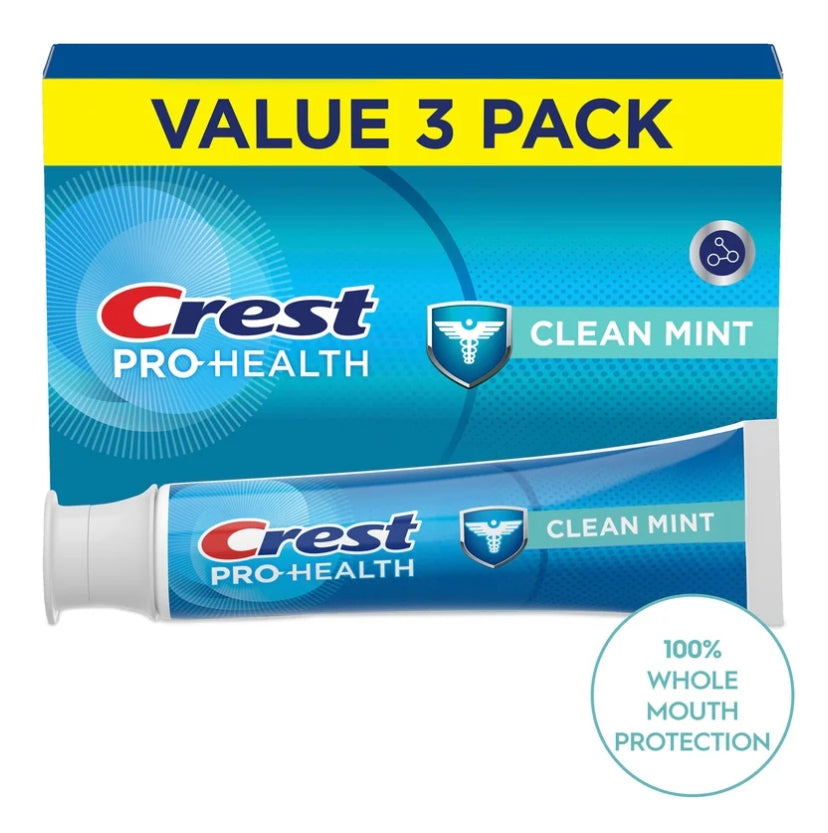Crest Toothpaste, Pro-Health Smooth Formula Toothpaste, Clean Mint Paste, 4.3 oz Triple