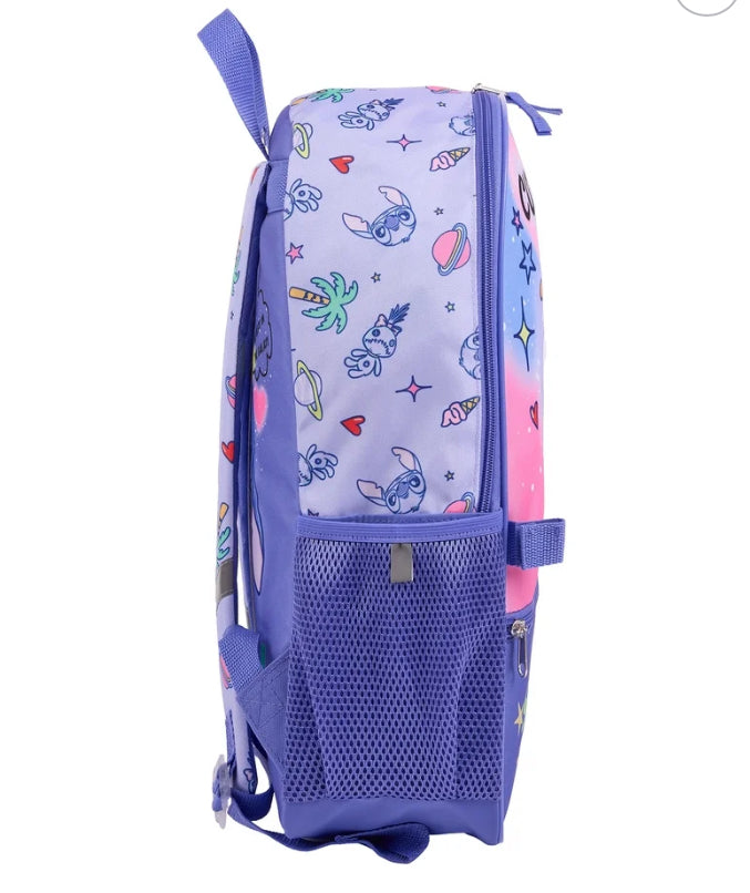 Disney Lilo & Stitch Girls 17" 2-Piece Backpack & Lunch Set with Scrump Keychain, Blue