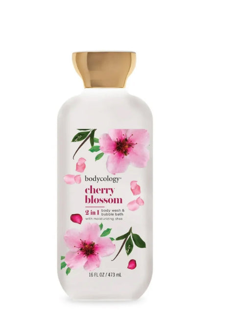 Bodycology Cherry Blossom 2-in-1 Body Wash and Bubble Bath, 16 fl oz