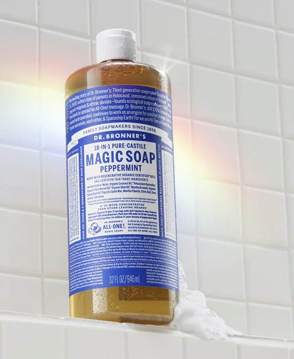 Dr. Bronner's Magic Soap - Peppermint - Pure-Castile Liquid Soap - 32 oz – for face, body wash, hands