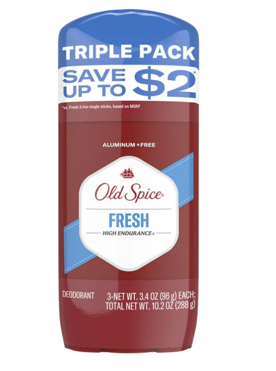 Old Spice High Endurance Fresh Deodorant Stick Triple Pack 10.2 oz